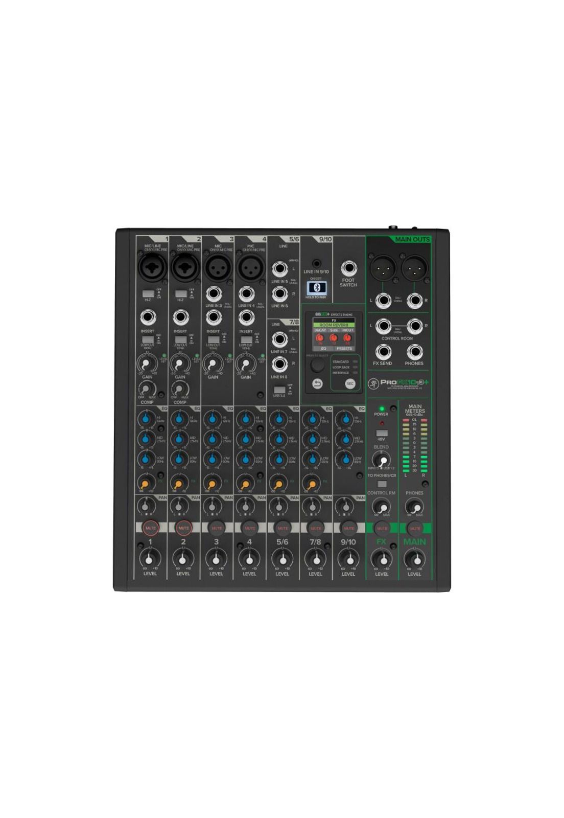 Mixer Analógico 10 Canales- Usb C/Fx+Bt+Loopback Profx10V3+ Mackie
