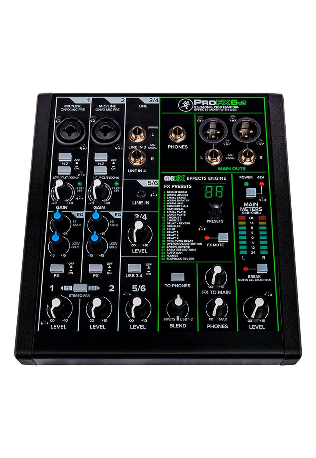 Mixer Mackie Analogico 6 Canales Usb C/Fx PROFX6V3
