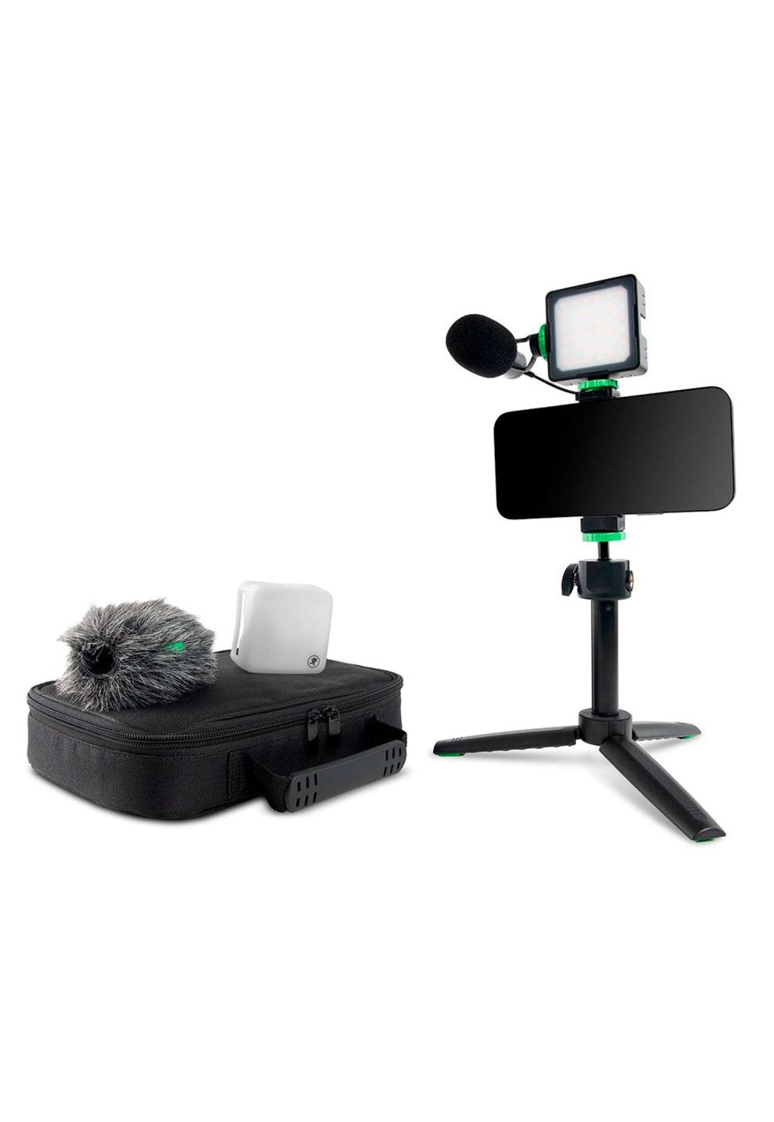 Kit Vlogger Mackie para Celulares O Camaras Dslr (Microfono Em93R +Luz Led+Gimbal+Estuche) EM-93MK