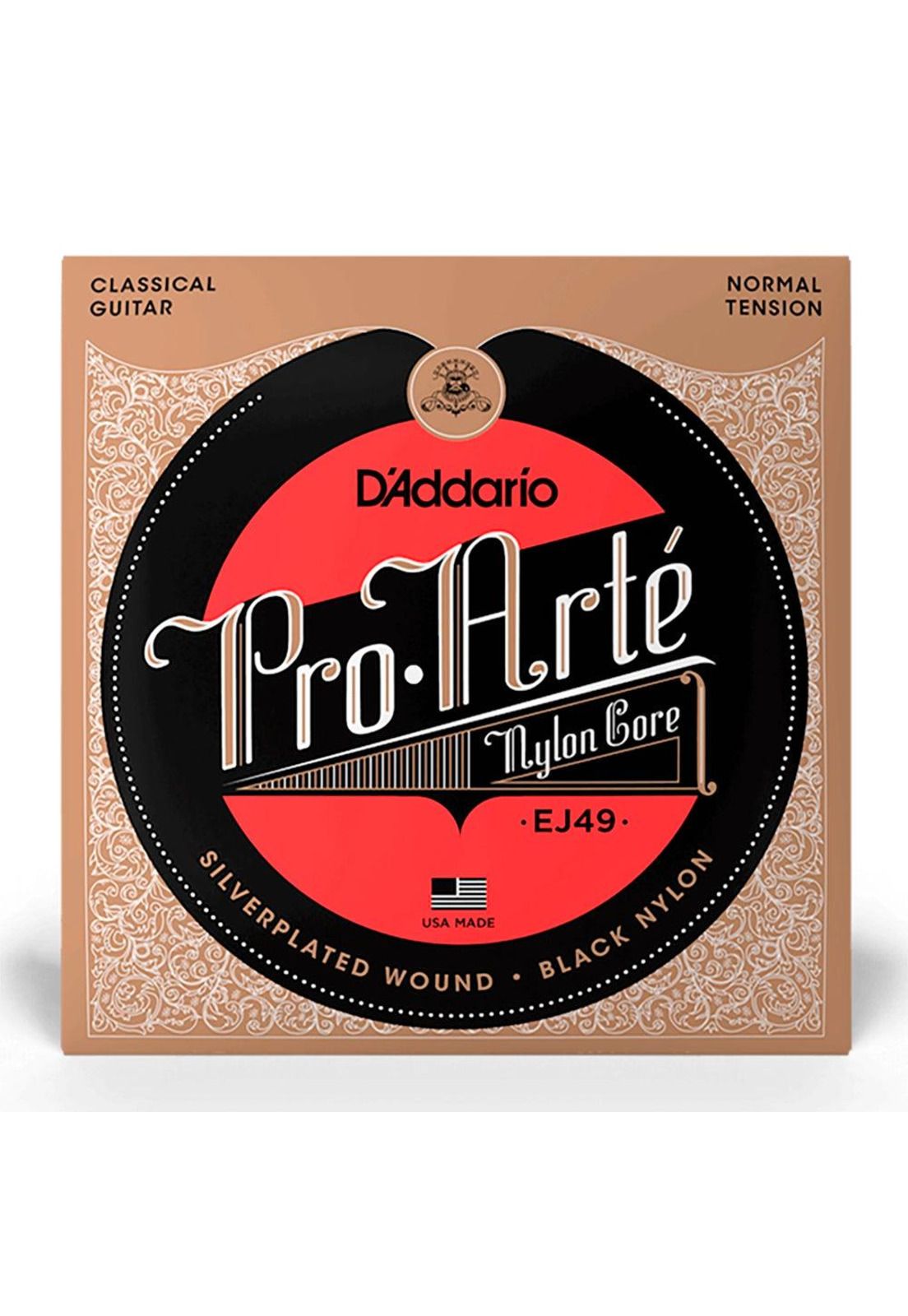 Cuerdas Guitarra Nylon Daddario ProArte Entorchado Plata/Nylon Negro (Tensión Normal) EJ49