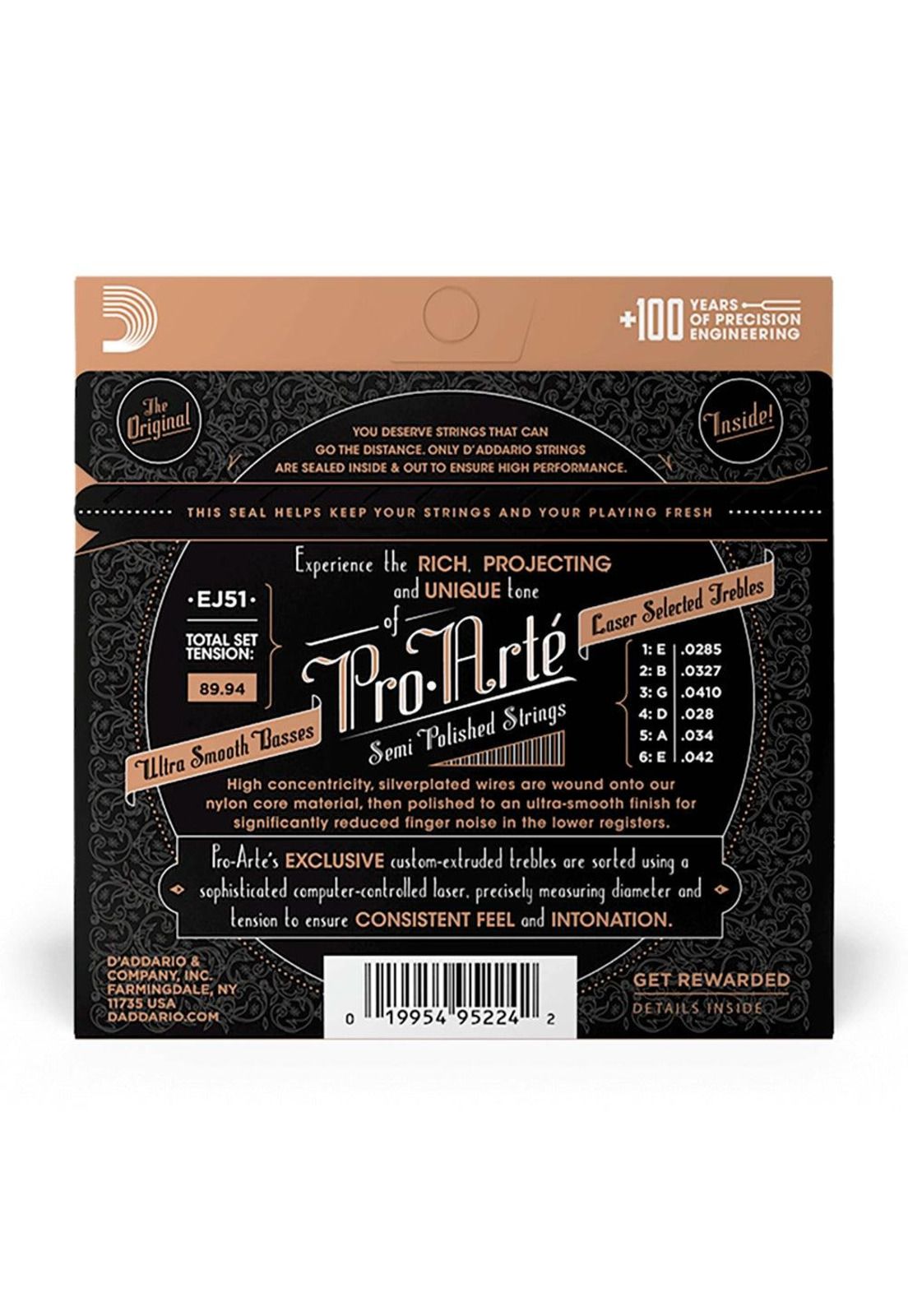 Cuerdas Guitarra Nylon Daddario ProArte Entorchado Plata/Nylon Transp (Tensión Alta) EJ51