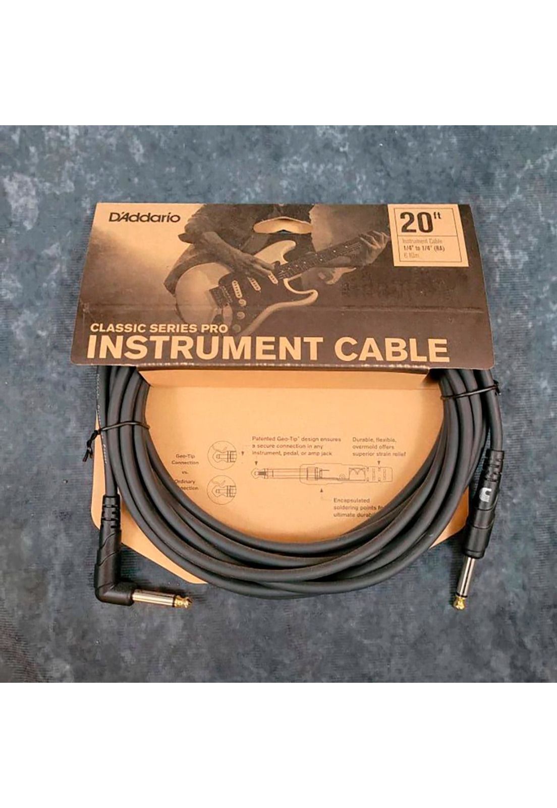 Cable Instrumento Planet Waves 1/4 6,10M Classic Series (Plugs: Recto/En L) PW-CGTPRORA-20