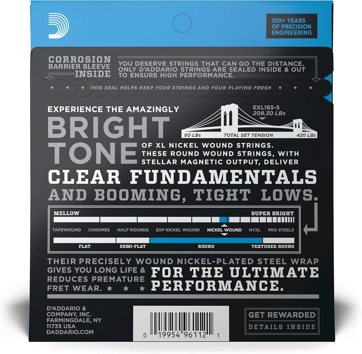 Cuerdas Bajo Electrico (.32-.135) Exl165-6 Daddario