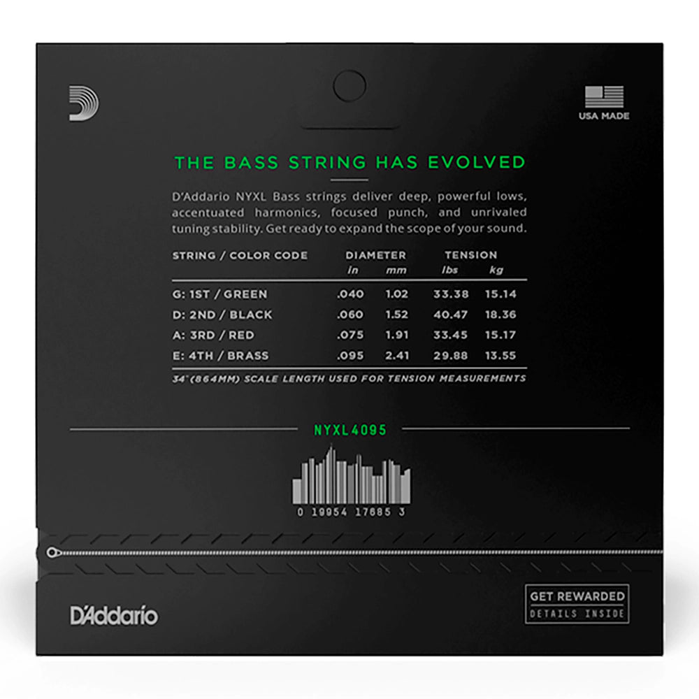 Cuerdas Bajo Eléctrico Daddario Nyxl (.40.95) Coated NYXL4095