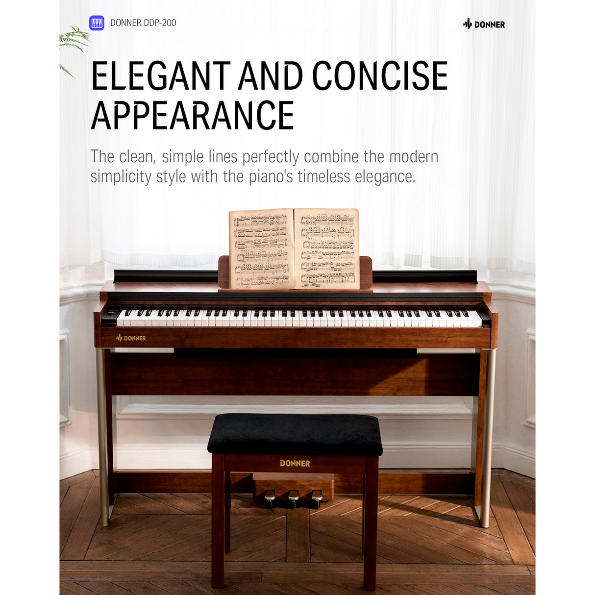 Piano Digital 88 Teclas Ddp-200 Donner (No incluye banqueta)