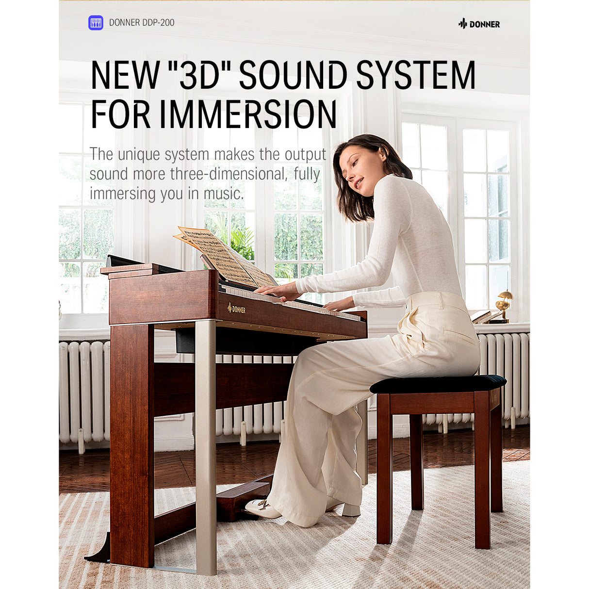 Piano Digital 88 Teclas Ddp-200 Donner (No incluye banqueta)