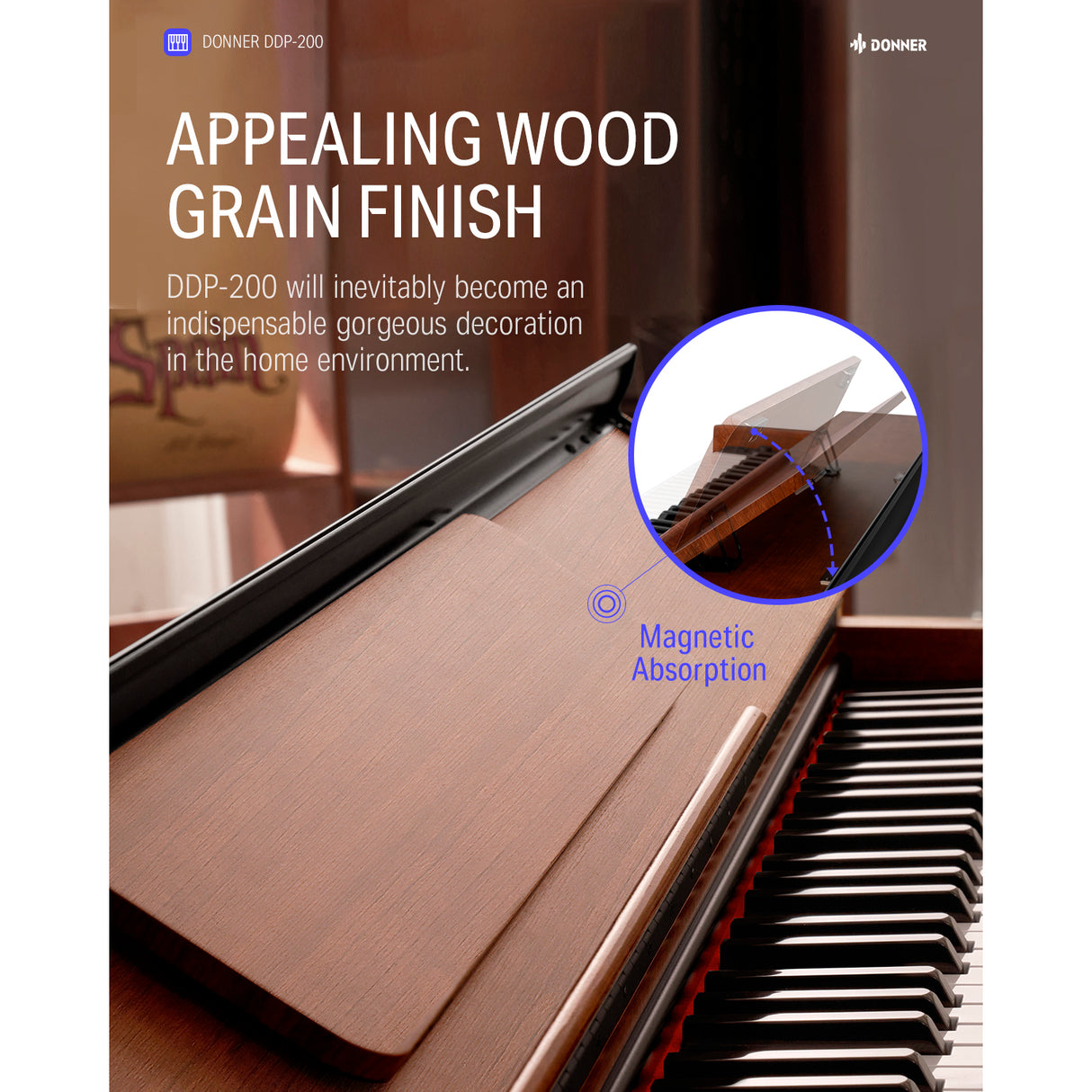 Piano Digital 88 Teclas Ddp-200 Donner (No incluye banqueta)