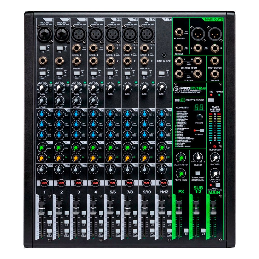 Mixer Mackie Analogico 12 Canales Usb C/Fx PROFX12V3