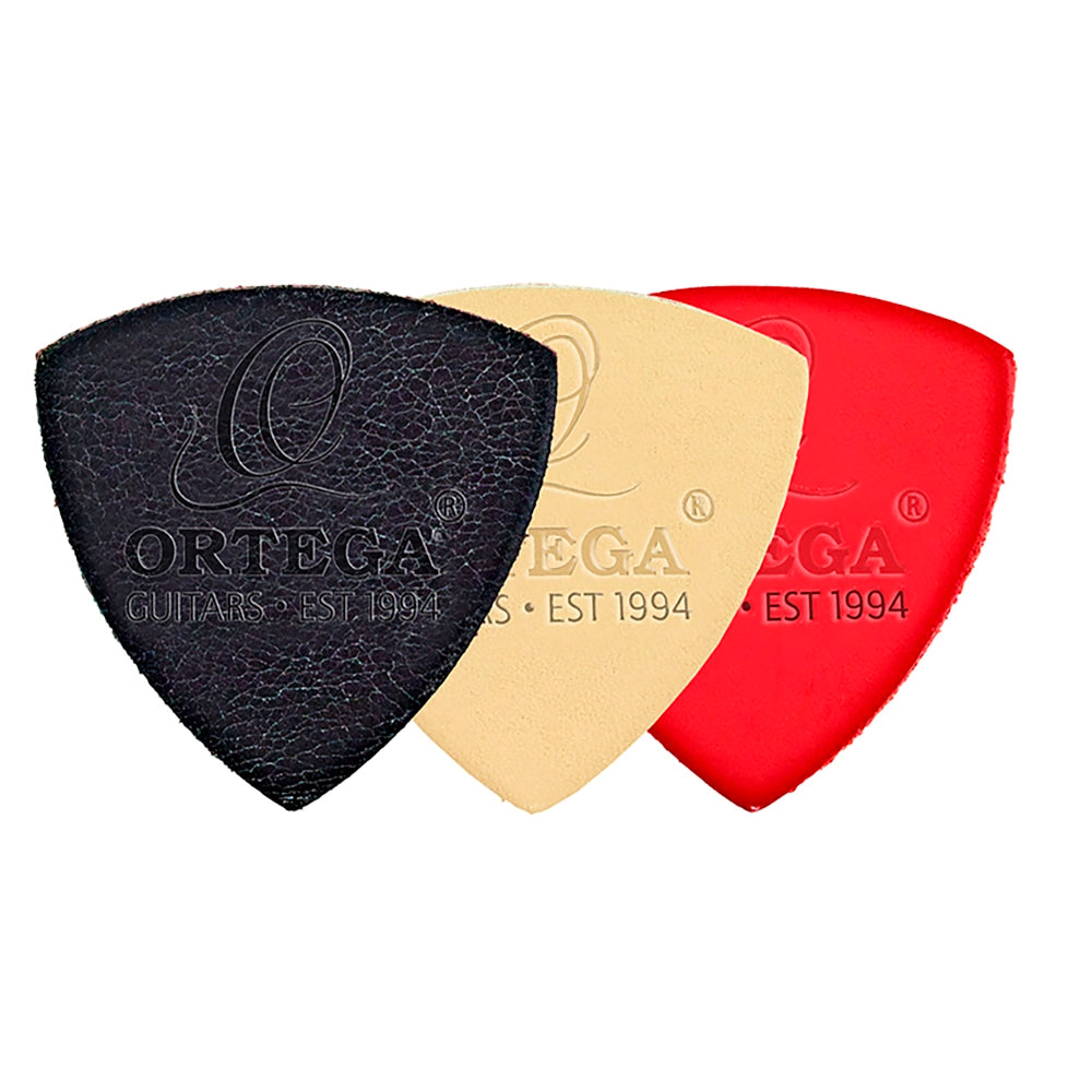 Pack 3 Uñetas De Cuero Ortega Para Ukelele (Blanco, Negro Rojo) UKEPICK-ASS