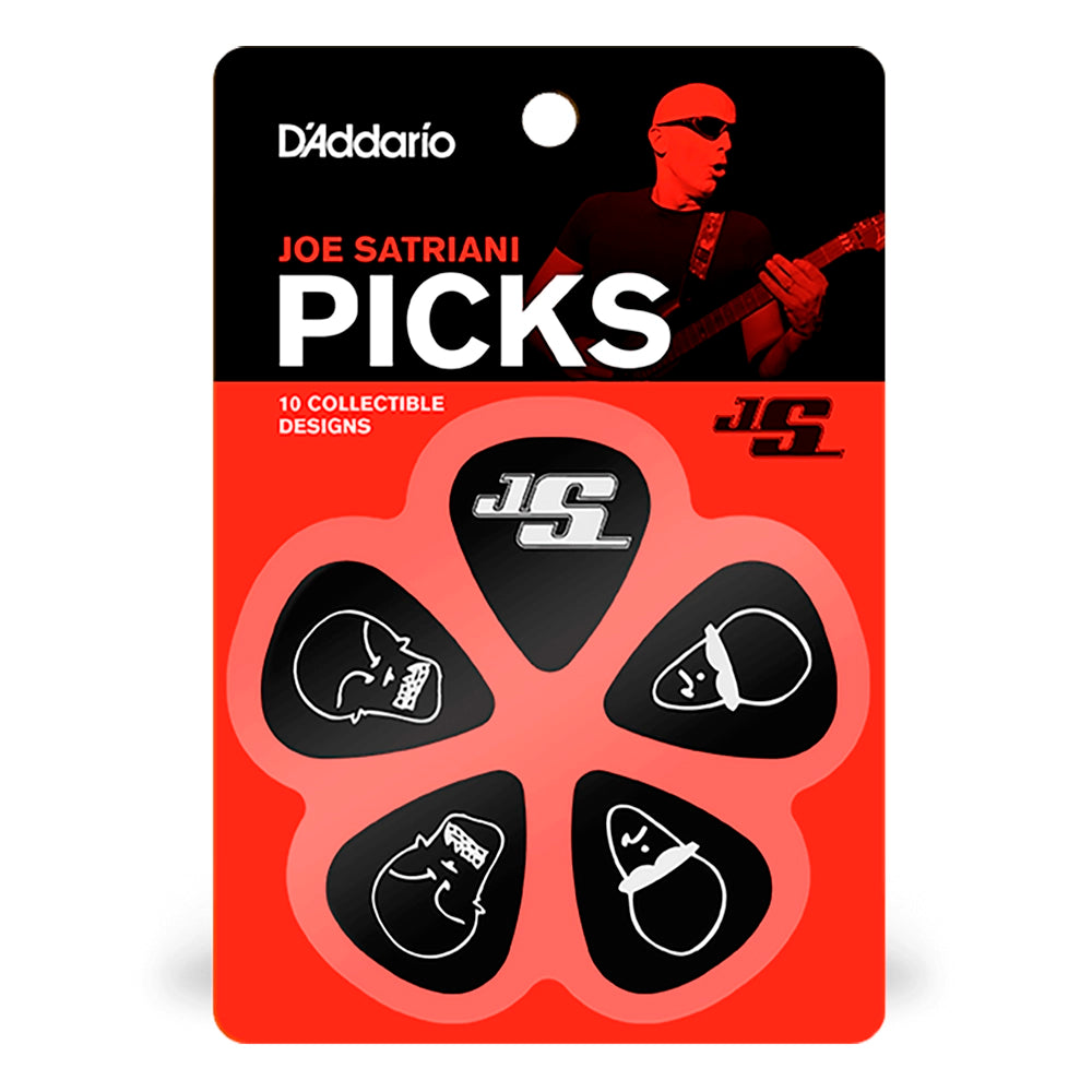 Uñetas Planet Waves (Pack 10) Joe Satriani 0,70Mm (Medium) Negras, Diseños Surtidos 1CBK4-10JS