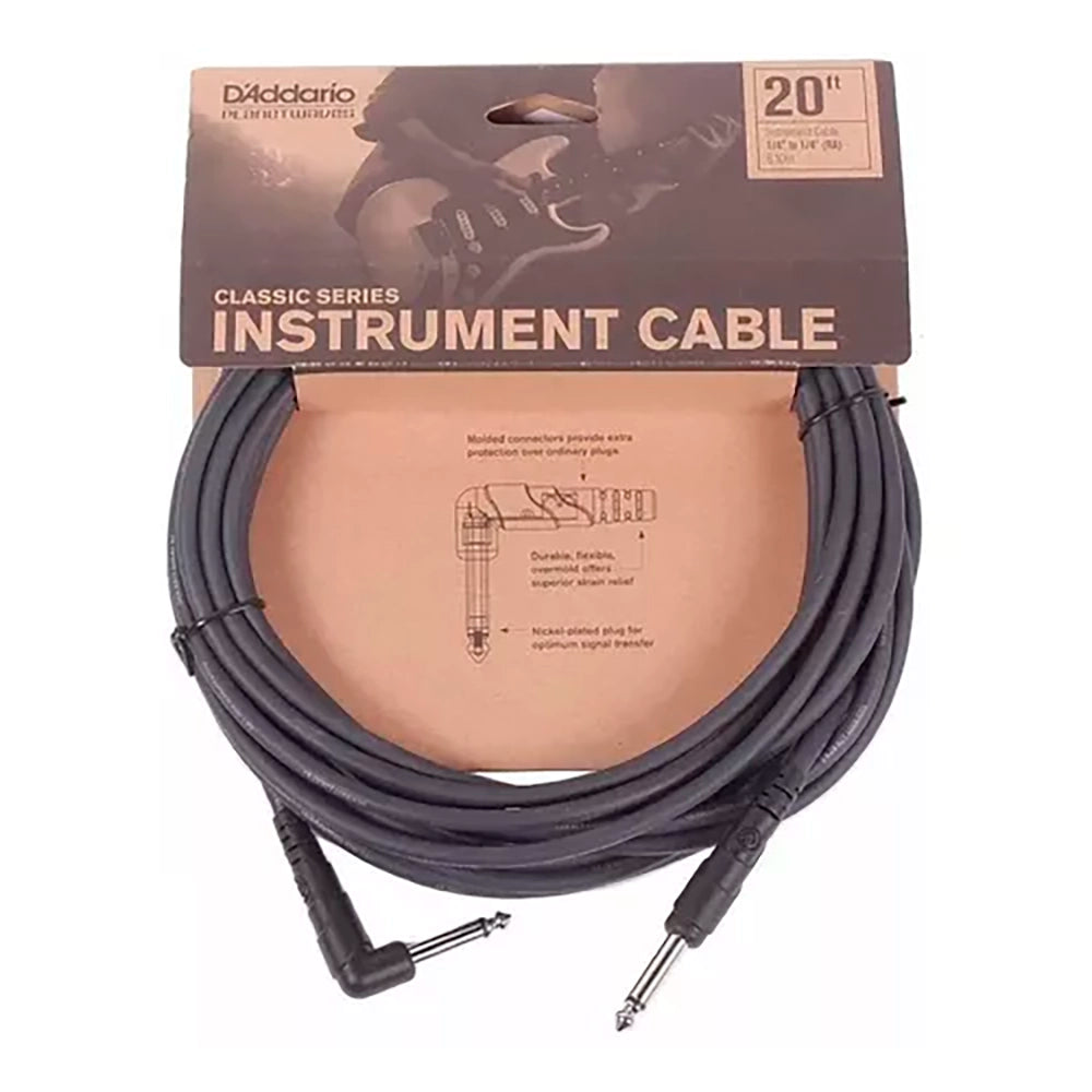 Cable Instrumento Planet Waves 1/4 6,10M Classic Series (Plugs: Recto/En L) PW-CGTPRORA-20