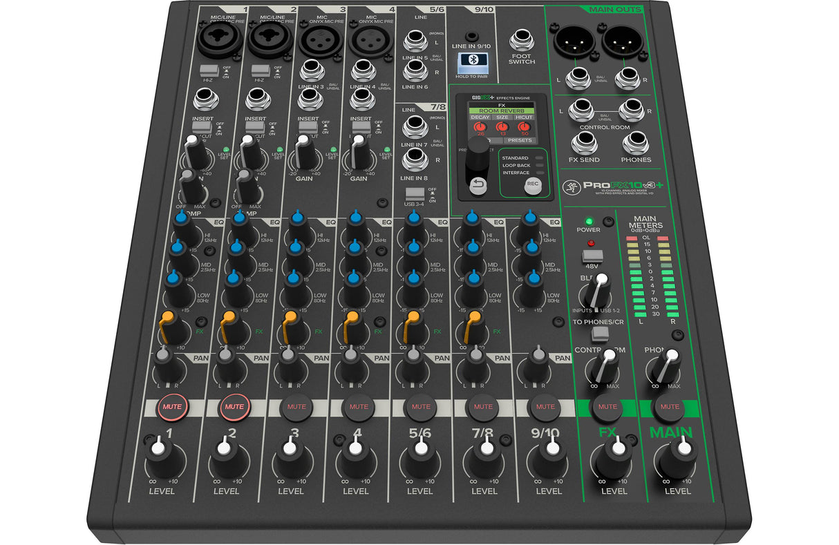 Mixer Analógico 10 Canales- Usb C/Fx+Bt+Loopback Profx10V3+ Mackie