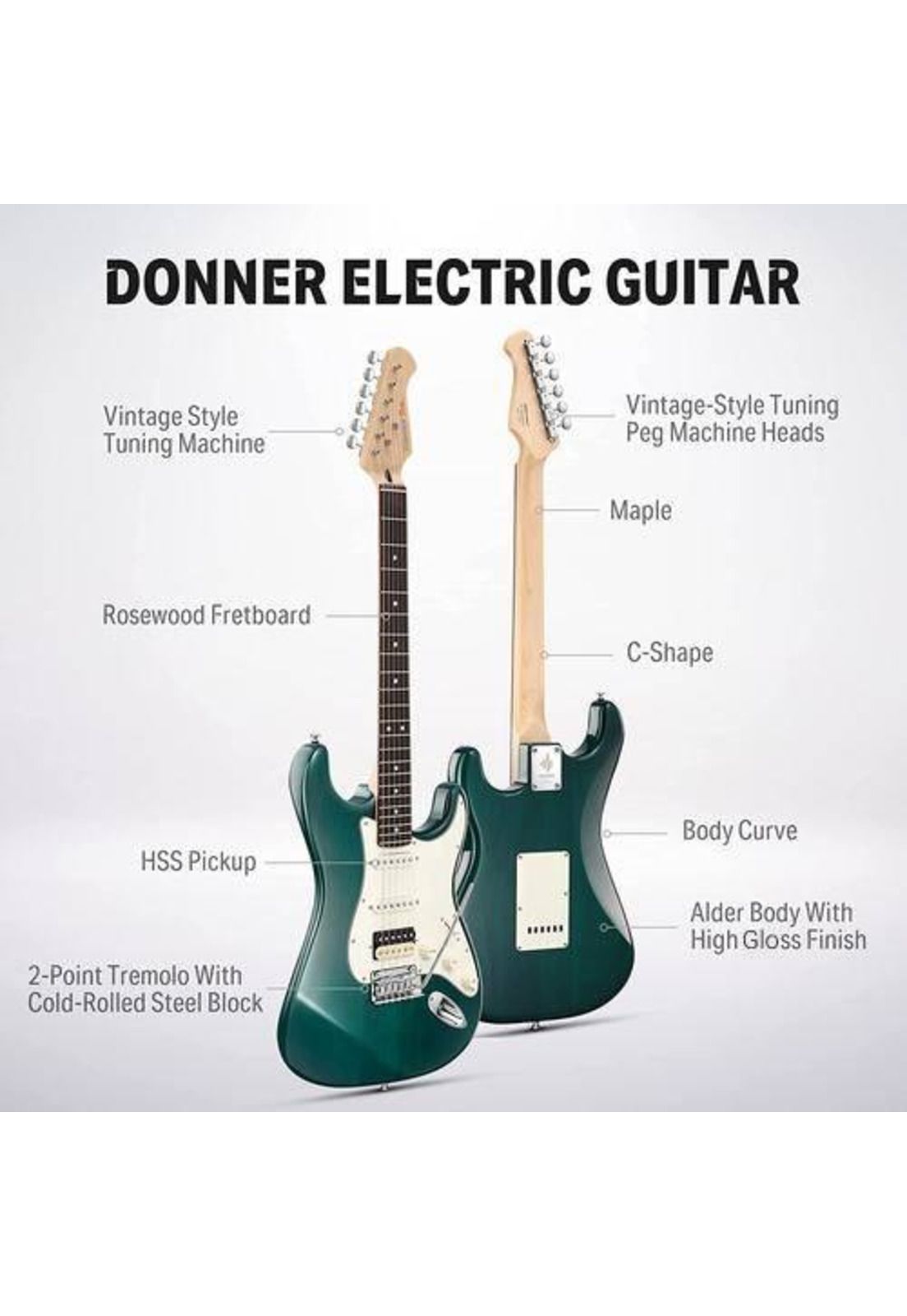 Guitarra Eléctrica Strat Ssh Dark Green Dst-400Dg Donner