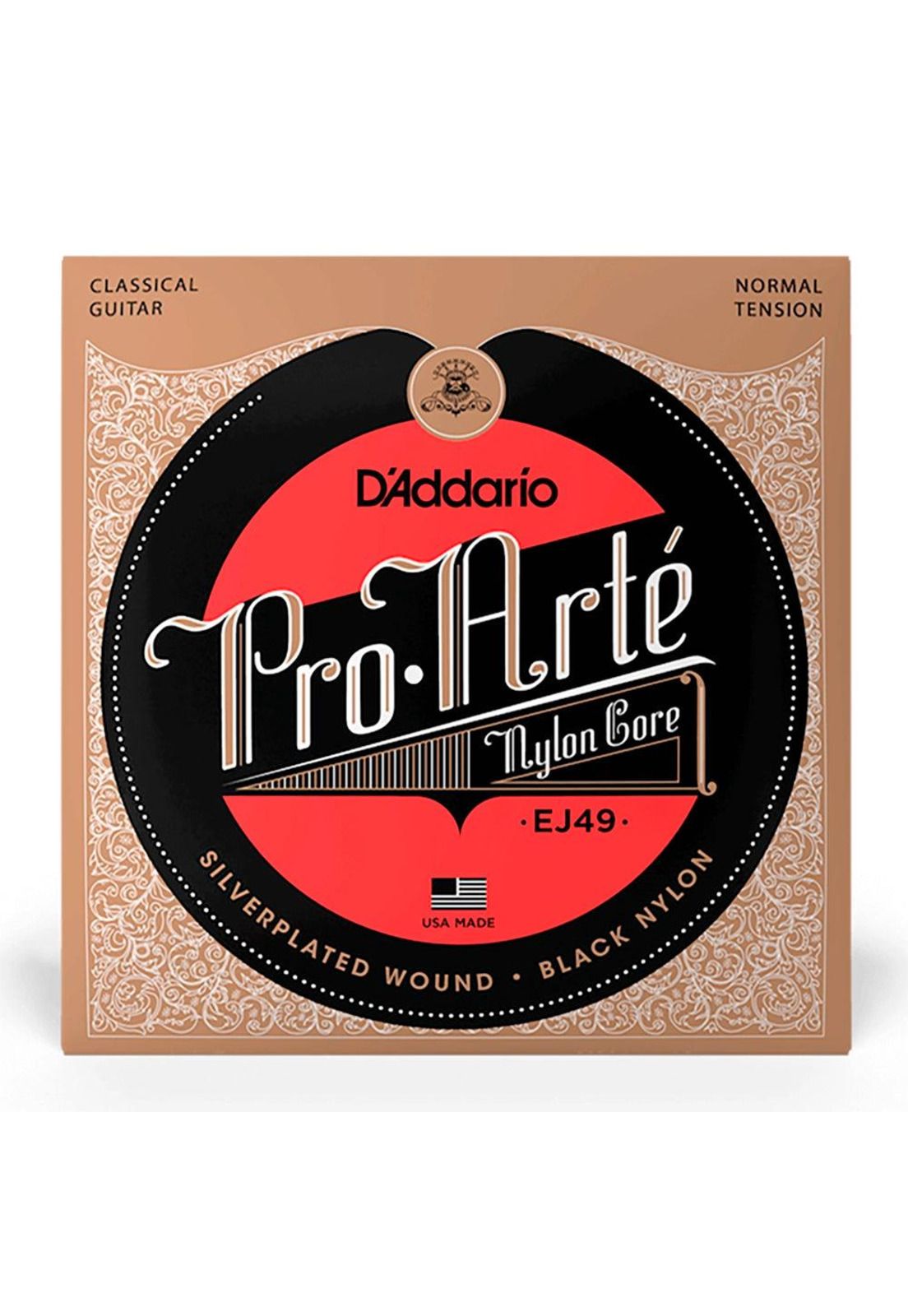 Cuerdas Guitarra Nylon Daddario ProArte Entorchado Plata/Nylon Negro (Tensión Normal) EJ49