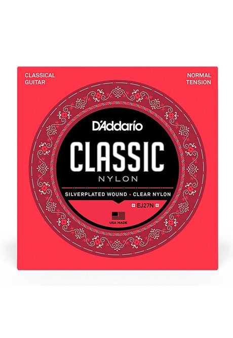 Cuerdas Guitarra Nylon Classic Daddario Entorchado Plata/Nylon Transparente (Tensión Normal) EJ27N