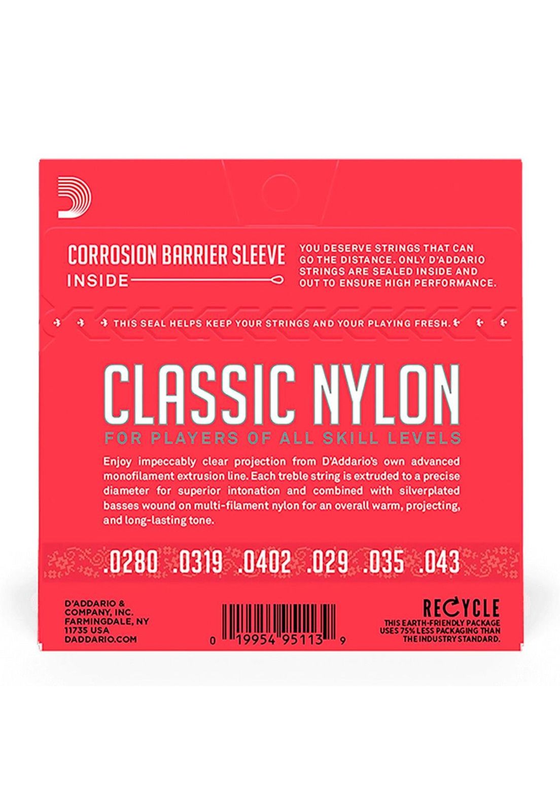 Cuerdas Guitarra Nylon Classic Daddario Entorchado Plata/Nylon Transparente (Tensión Normal) EJ27N
