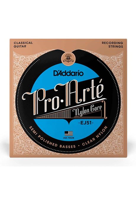 Cuerdas Guitarra Nylon Daddario ProArte Entorchado Plata/Nylon Transp (Tensión Alta) EJ51