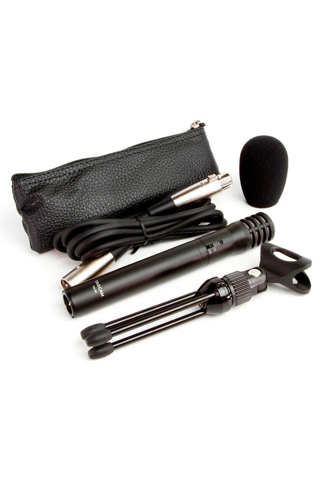 Microfono Condensador Tascam Con Batería + Soporte Y Estuche TM-60