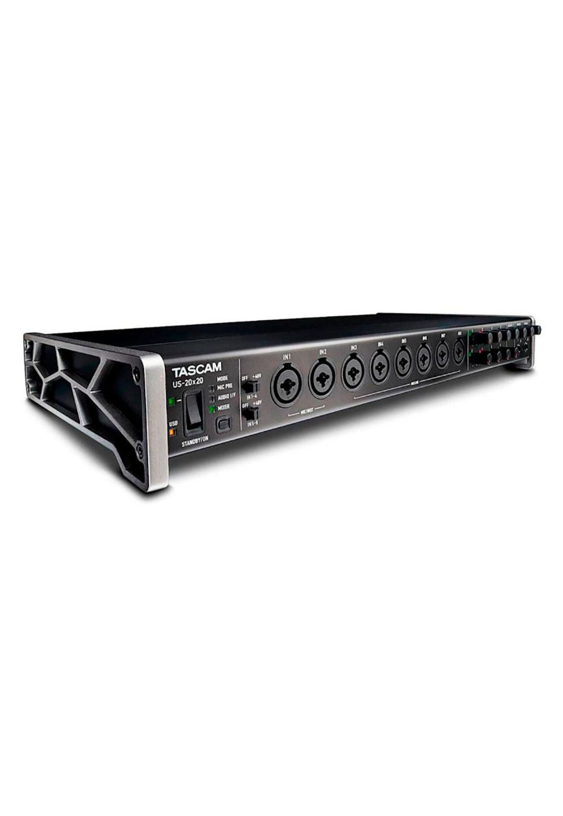 Interfaz de Audio Tascam Usb 24Bit/192Khz 20 Canales (In:8Xlr/Trs+2Ts+Midi, Out:10Trs+Midi) US-20X20