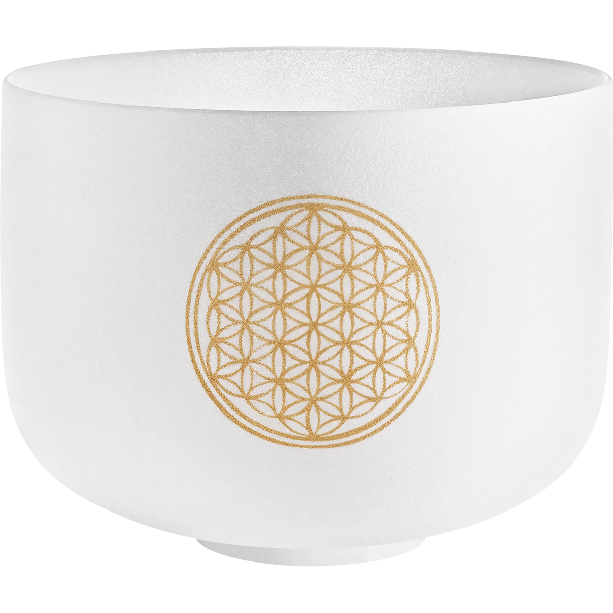 Cuenco De Sonoterapia De Cristal White-Frosted Crystal Singing Bowl 10", Nota:C4, Flower Of Life