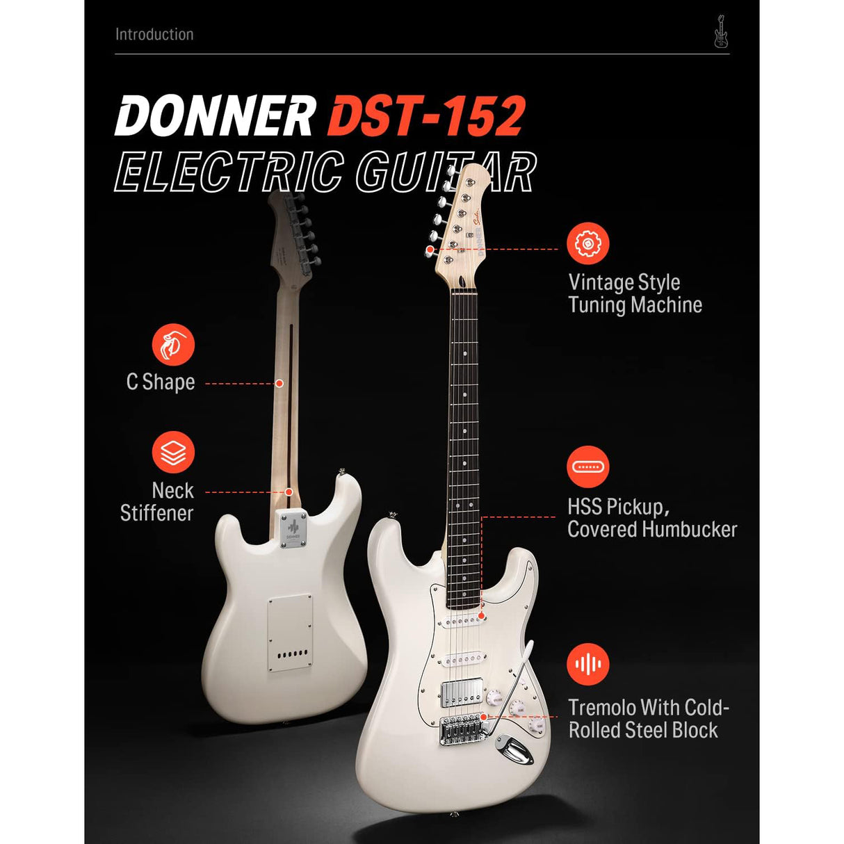 Guitarra Electrica Strat Ssh White Dst-152W Donner