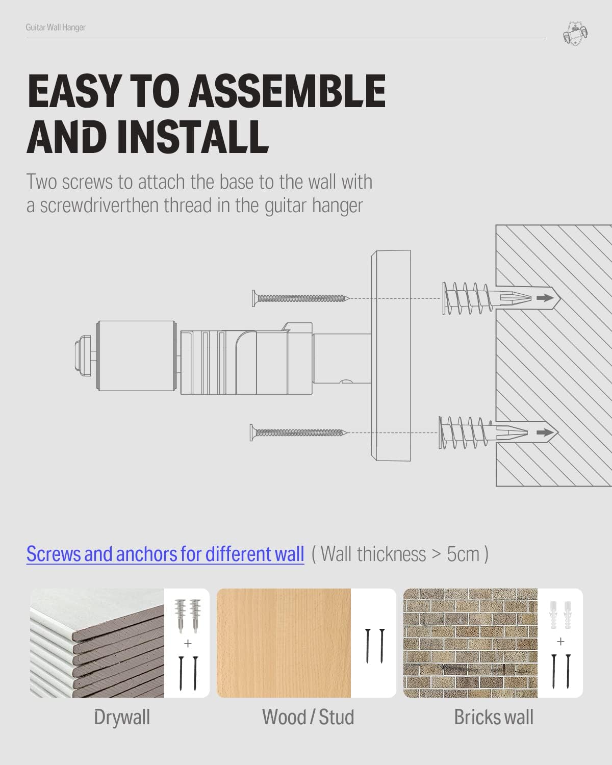 Soporte Para Guitarra En Pared  Ec1127 Donner