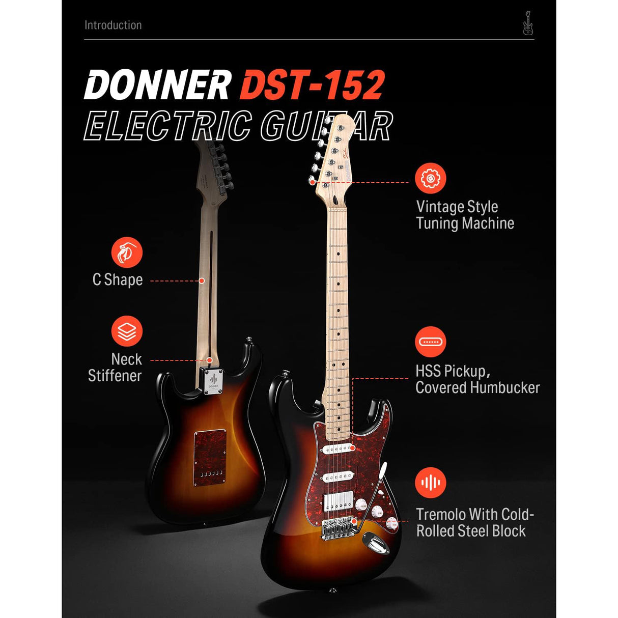 Guitarra Electrica Strat Ssh Sunburst Dst-152S Donner