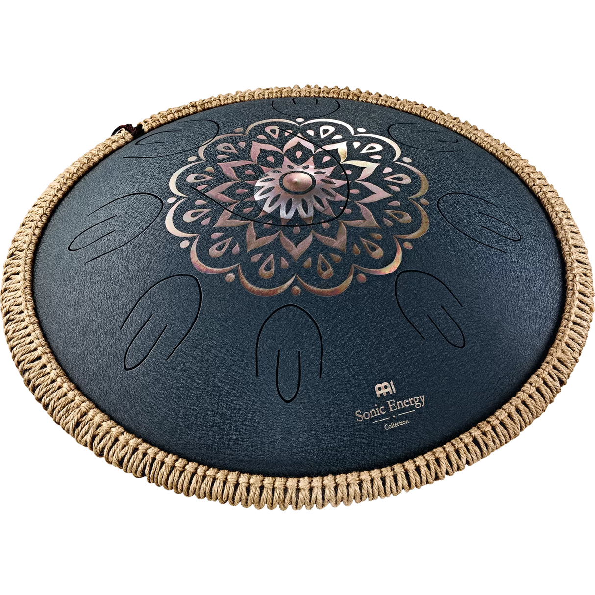 Tambor De Lengua 16" (Tongue Drum) Octave Steel D-Amara 9 Notas Navy Blue Diseño Floral
