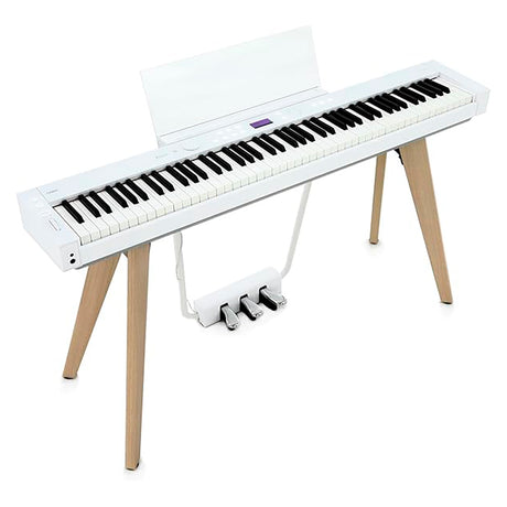 Piano Digital Casio 88 Teclas Privia Blanco C/Bordes Y Atril de Madera (Incluye: Adaptador de Corriente PX-S7000WE