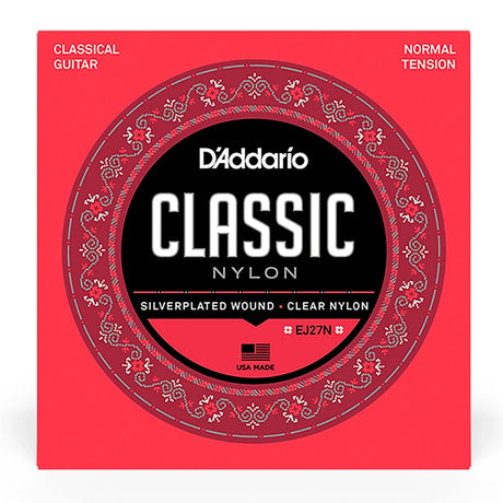 Cuerdas Guitarra Nylon Classic Daddario Entorchado Plata/Nylon Transparente (Tensión Normal) EJ27N