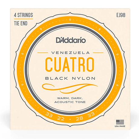 Cuerdas Cuatro Venezolano Daddario Nylon Negro EJ98