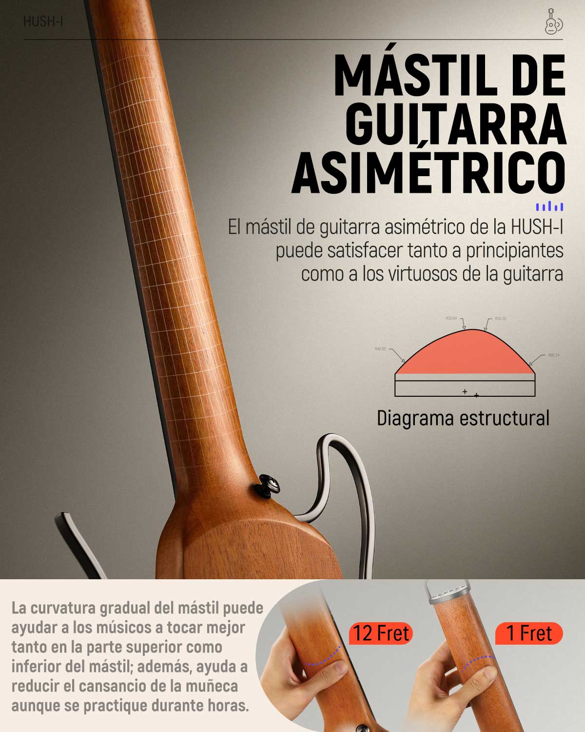 Guitarra Electrica Travel Mahogany Hush-I Mahogany Donner