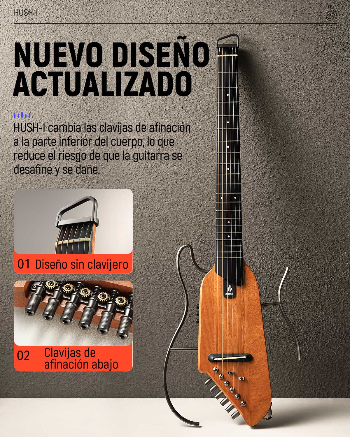 Guitarra Electrica Travel Mahogany Hush-I Mahogany Donner