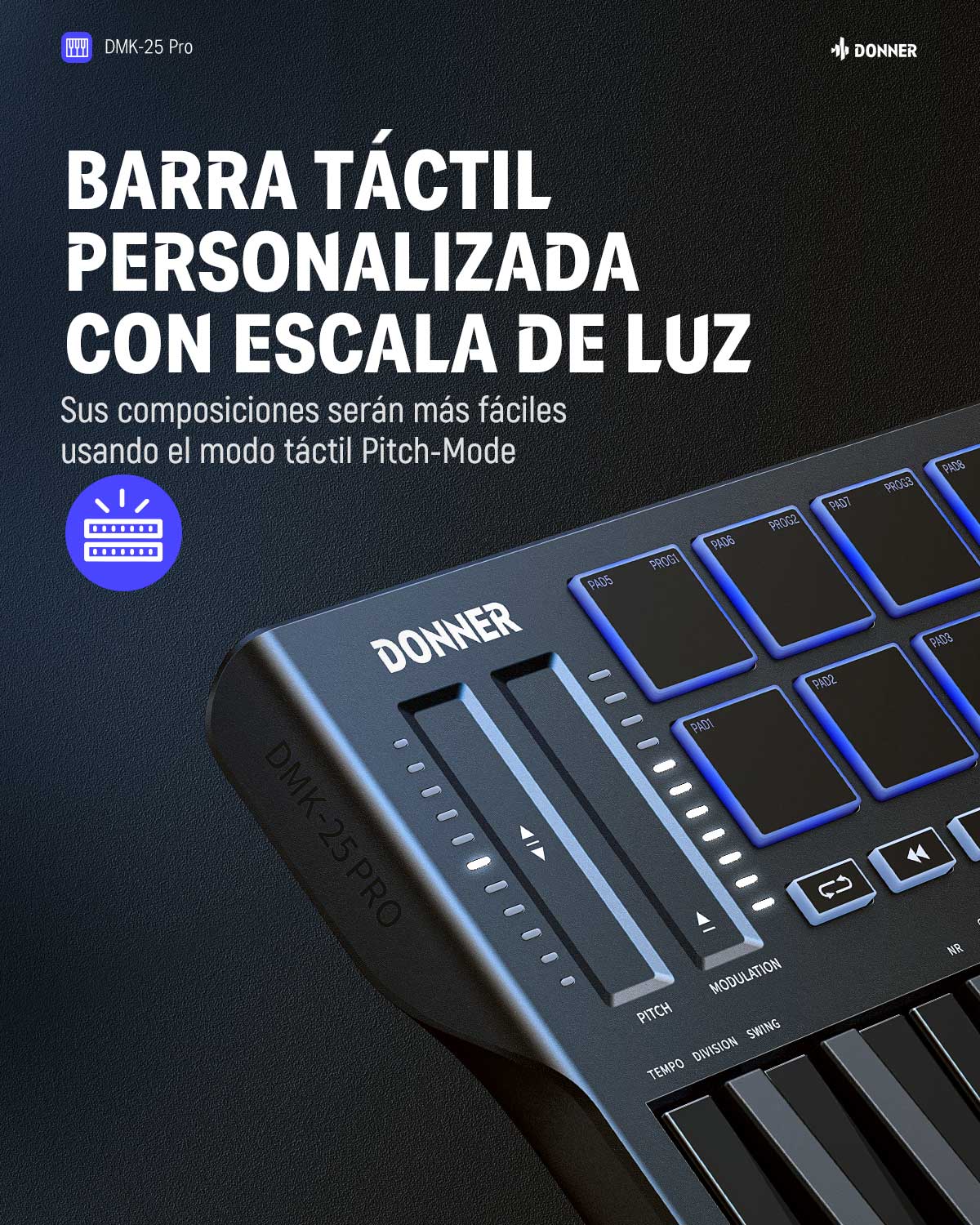 Teclado Controlador Midi Dmk-25 Donner