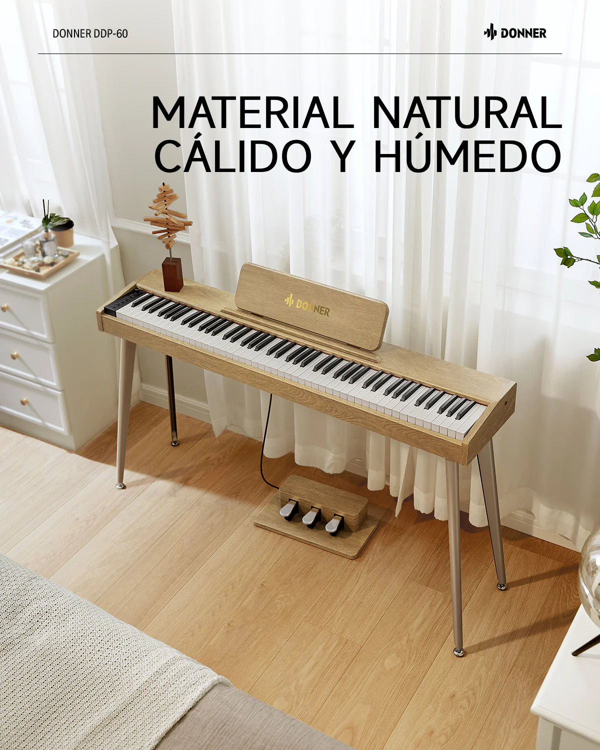 Piano Digital 88 Wood Grain Color Ddp-60 Donner (No incluye sillín)