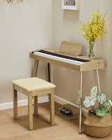 Banqueta De Piano C/Almacenamiento Beige Ec6749 Donner