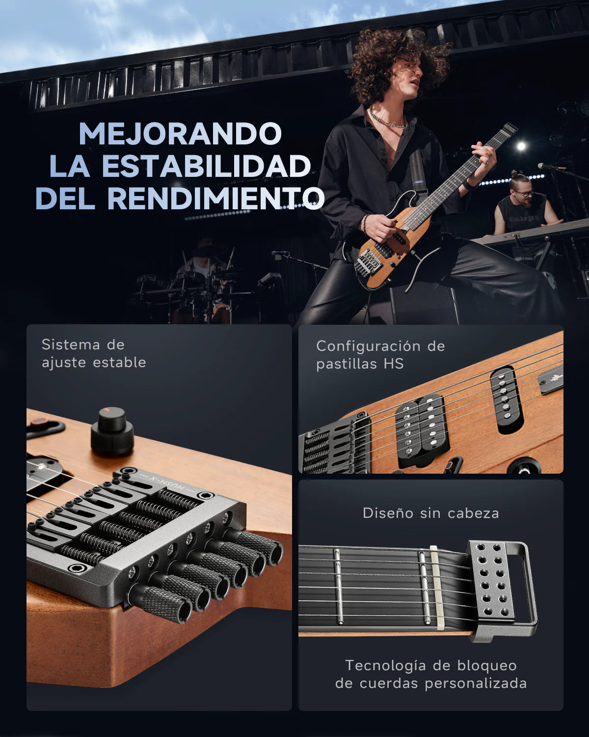 Guitarra Electrica Travel Natural Hush-X Natural Donner