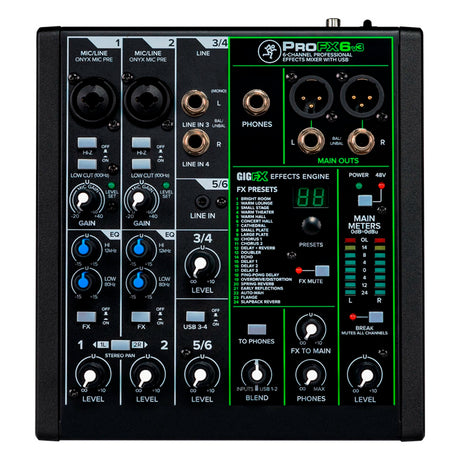 Mixer Mackie Analogico 6 Canales Usb C/Fx PROFX6V3