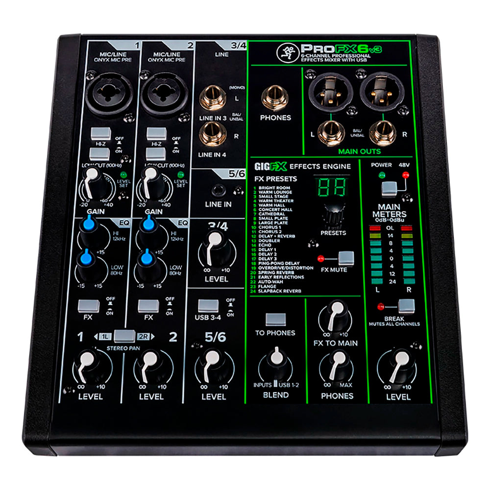 Mixer Mackie Analogico 6 Canales Usb C/Fx PROFX6V3