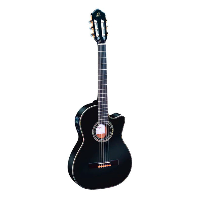 Guitarra Concierto Ortega E/A (Cuerda Nylon) Family Series Pro Color Negro Thinline C/Funda Deluxe RCE145BK