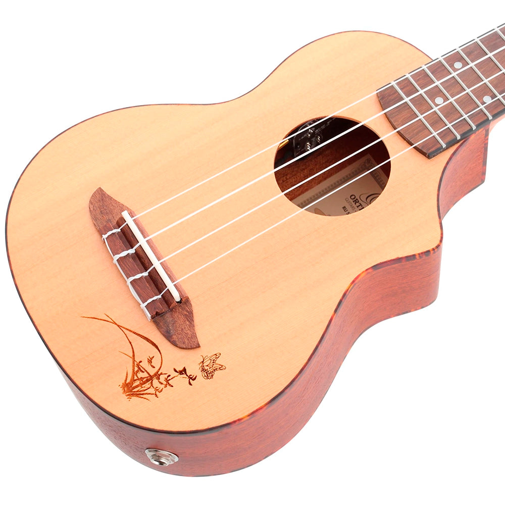 Ukelele Soprano Ortega E/A Bonfire Series Natural (Cutaway) RU5CE-SO