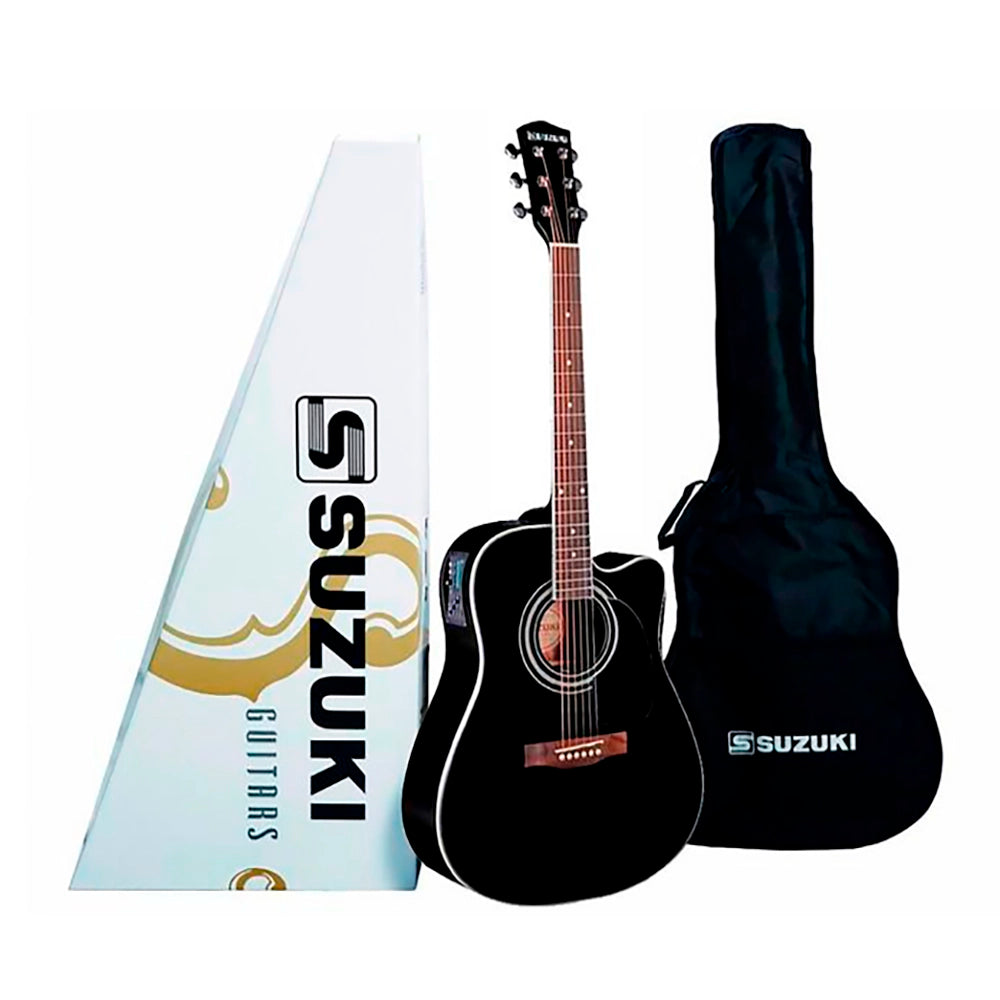 Guitarra ElectroAcústica Suzuki Clasica Nylon C/Cutway (Bk)+Eq 4 Bandas +Funda De Nylon SCG-2SCE 4/4 (BK)