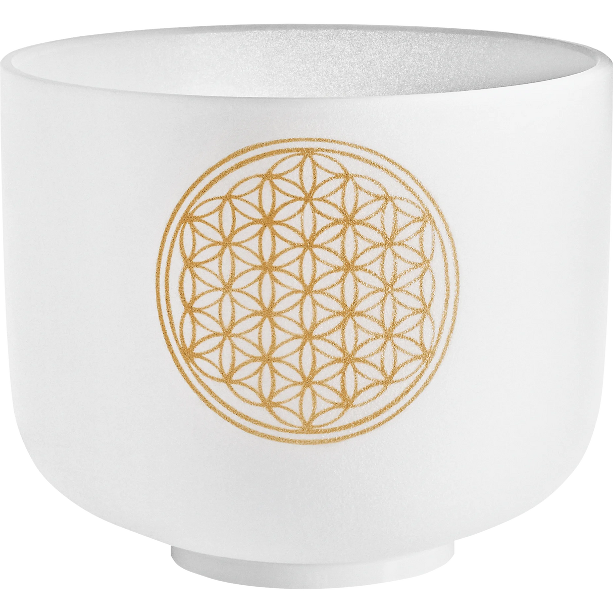 Cuenco De Sonoterapia De Cristal White-Frosted Crystal Singing Bowl 8", Nota:C5, Flower Of Life