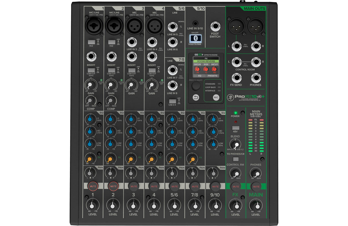 Mixer Analógico 10 Canales- Usb  C/Fx+Bt+Loopback Profx10V3+ Mackie